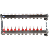 ROMMER Коллектор из нержавеющей стали с расходомерами, с клапаном вып. воздуха и сливом 11 выходов — фото, характеристики, купить в EJSK-CLIMBO