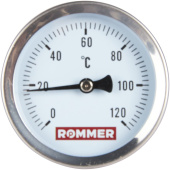 ROMMER Термометр биметаллический 63 мм 120 градусов с погружной гильзой 75 мм 1/2 — фото, характеристики, купить в EJSK-CLIMBO