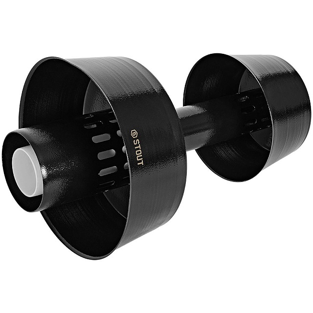 STOUT Оголовок вертикальный с ветрозащитой конденсац. коакс. D60(п)/100(п) ЧЕРНЫЙ широкий — фото, характеристики