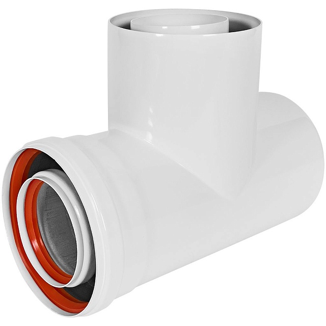 STOUT SCR-8125-000003 STOUT Ревизионный элемент Т-образный традиц. коакс. D80(п-м)/125(п-м) с заглушкой — фото, характеристики