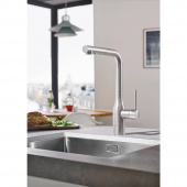 Смеситель для кухни GROHE Essence+ с высоким изливом и выдвижной лейкой, суперсталь (30270DC0) — фото, характеристики, купить в EJSK-CLIMBO