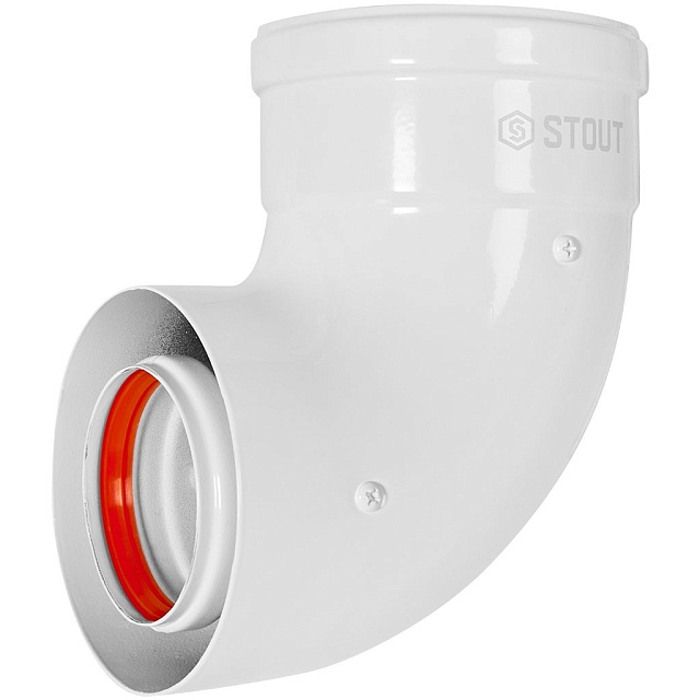 STOUT Адаптер подключения 90° УНИВЕРСАЛЬНЫЙ традиц. коакс. D60(м-м)/100(п-м) (хомут, фланец, втулка, адаптер) кроме Immergas, Navien D75/100 стар. — фото, характеристики