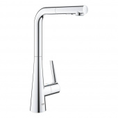 Смеситель для кухни GROHE Zedra с выдвижной лейкой, L-образный излив с 2 режимами струи, хром (32553002) — фото, характеристики, купить в EJSK-CLIMBO