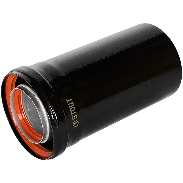 STOUT SCR-8125-600250 STOUT Удлинитель дымохода традиц. коакс. D80(п-м)/125(п-м), L250, ЧЕРНЫЙ — фото, характеристики