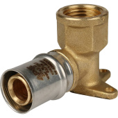 STOUT Угольник настенный с креплением короткий 1/2"х20 для металлопластиковых труб прессовой — фото, характеристики, купить в EJSK-CLIMBO