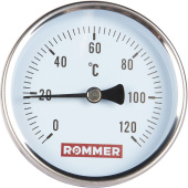 ROMMER Термометр биметаллический 80 мм 120 градусов с погружной гильзой 75 мм 1/2 — фото, характеристики, купить в EJSK-CLIMBO