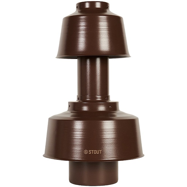 STOUT Оголовок вертикальный с ветрозащитой конденсац. коакс. D80(п)/125(п) КОРИЧНЕВЫЙ широкий — фото, характеристики