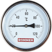 ROMMER Термометр биметаллический 100 мм 120 градусов с погружной гильзой 75 мм 1/2 — фото, характеристики, купить в EJSK-CLIMBO