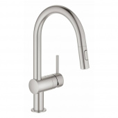Смеситель для кухни GROHE Minta с выдвижным изливом, суперсталь (32321DC2) — фото, характеристики, купить в EJSK-CLIMBO