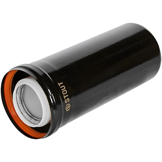 STOUT Удлинитель дымохода конденсац. коакс. D60(п-м)/100(п-м), L250, ЧЕРНЫЙ — фото, характеристики