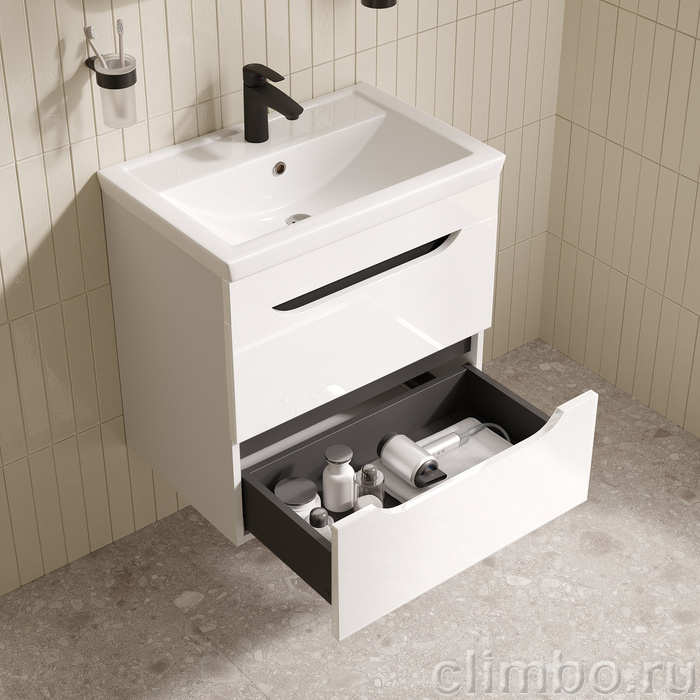 Тумба с умывальником, подвесная, 60 см, белый, Рэй (Ray), IDDIS, RAY60W0i95K подходит умыв. 4076000i28 — фото, детали конструкции