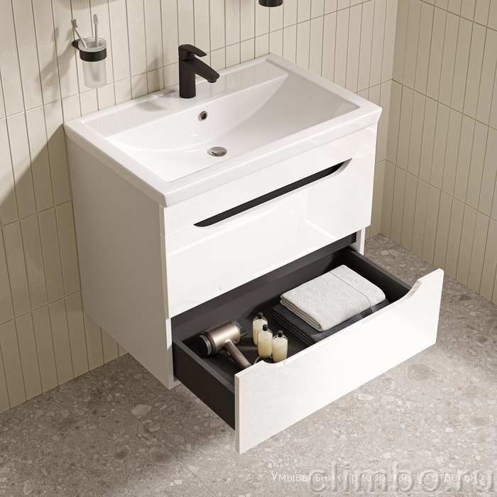 Тумба подвесная, 70 см, белый, Рэй (Ray), IDDIS, RAY70W0i95 подходит умыв. 4077000i28 — фото, детали конструкции