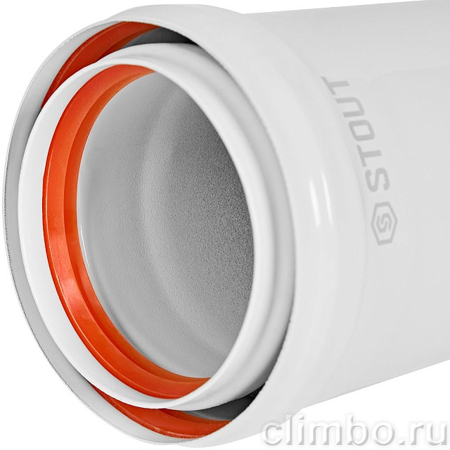 STOUT Удлинитель дымохода утепленный традиц. D80(п-м), L500 (воздуховод до 105 градусов) — фото, детали конструкции