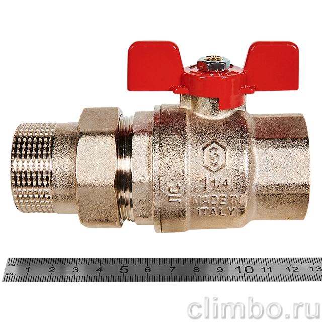 Кран шаровой полнопроходной с американкой STOUT ВР/НР ручка бабочка 1 1/4 (EPDM) — фото, детали конструкции