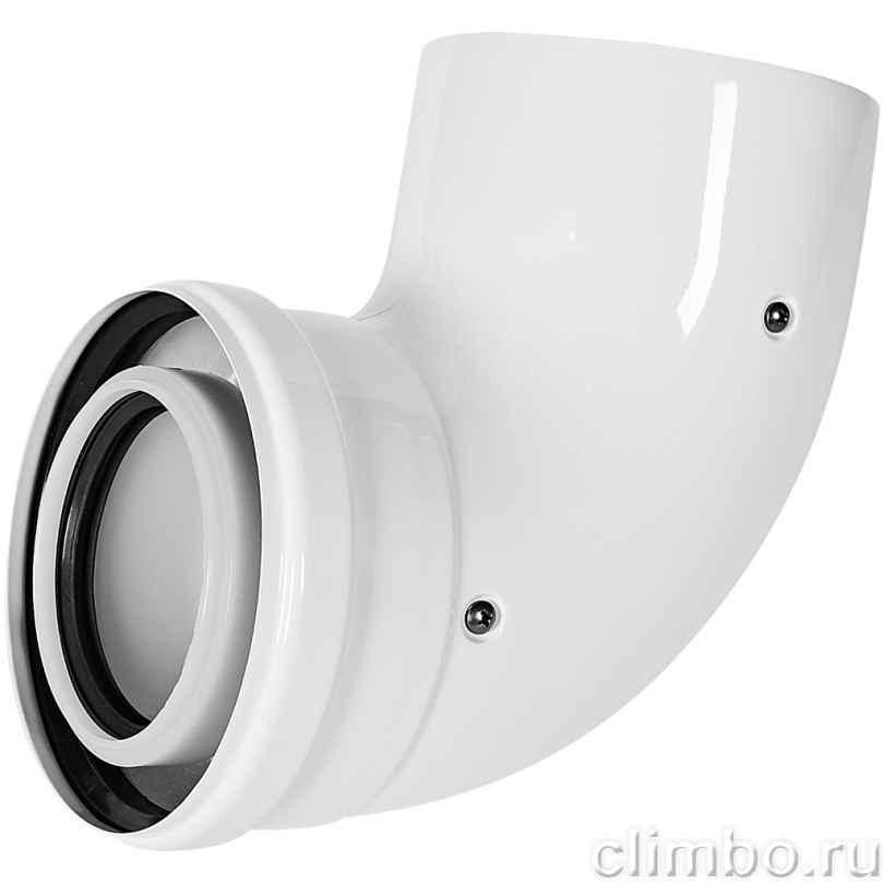 Отвод 90° конденсационный коаксиальный ROMMER D80(п-м)/125(п-м) — фото, детали конструкции
