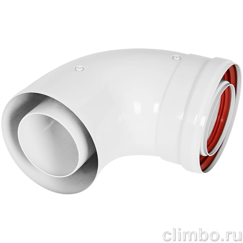 Отвод 90° традиционный коаксиальный ROMMER D80(п-м)/125(п-м) — фото, детали конструкции