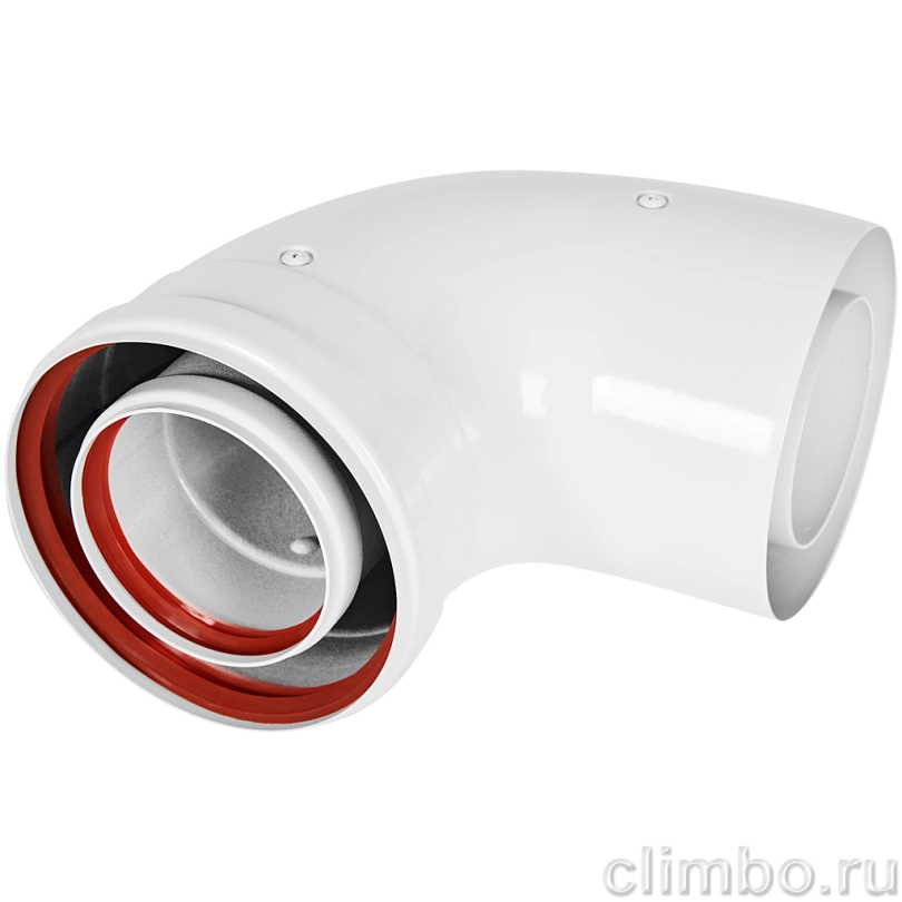 Отвод 90° традиционный коаксиальный ROMMER D80(п-м)/125(п-м) — фото, детали конструкции