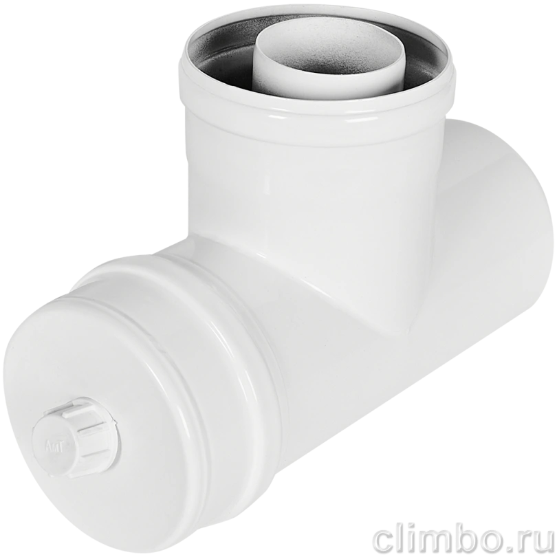 Конденсатоотводчик Т-образный традиционный коаксиальный ROMMER D60(п-м)/100(п-м) (штуцер 1/2) — фото, детали конструкции