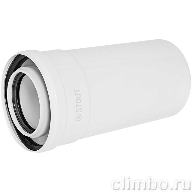 STOUT Удлинитель дымохода конденсац. коакс. D80(п-м)/125(п-м), L250 — фото, детали конструкции