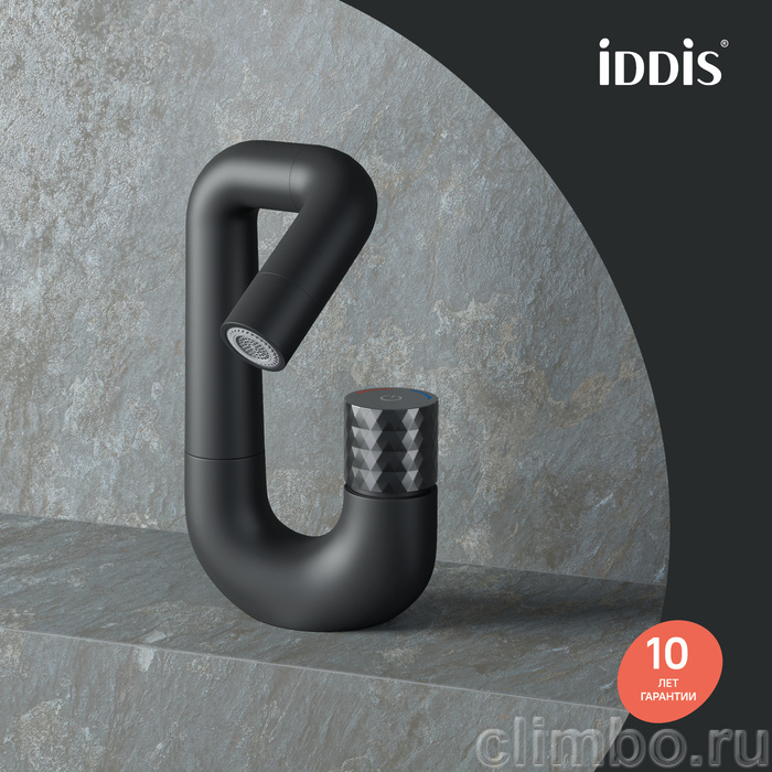 Смеситель для умывальника с управлением Push Control, черный матовый, Twist, IDDIS — фото товара