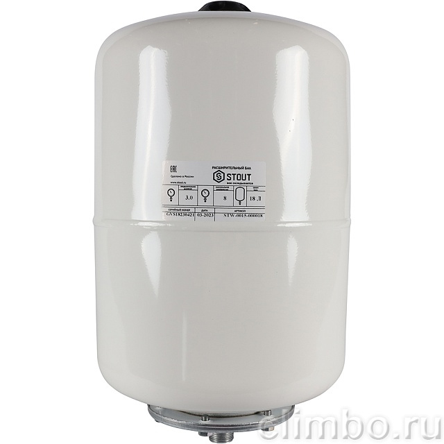 Расширительный бак STOUT STW-0015-000018 для ГВС 18 л. вертикальный (цвет белый) — фото, детали конструкции