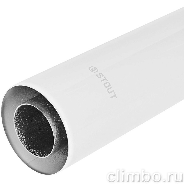STOUT Горизонтальный проход через стену с наконечником Антилед традиц. коакс. D60(п)/100(п), L750 (без декоративных накладок) — фото, детали конструкции