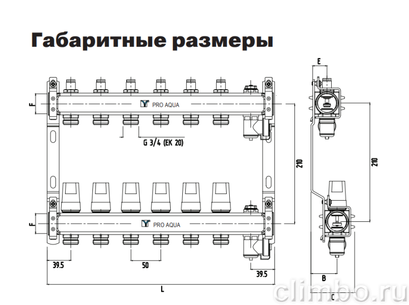 PRO AQUA Коллекторный блок с регулировочными клапанами, 4 выхода — фото товара
