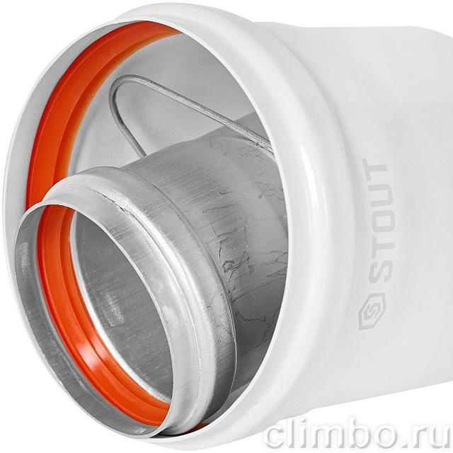 STOUT SCR-6010-250200 STOUT Адаптер подключения УНИВЕРСАЛЬНЫЙ вертик. традиц. коакс. D60(м-м)/100(п-м) (хомут, фланец, втулка, адаптер) кроме Immergas, Navien D75/100 стар. — фото, детали конструкции