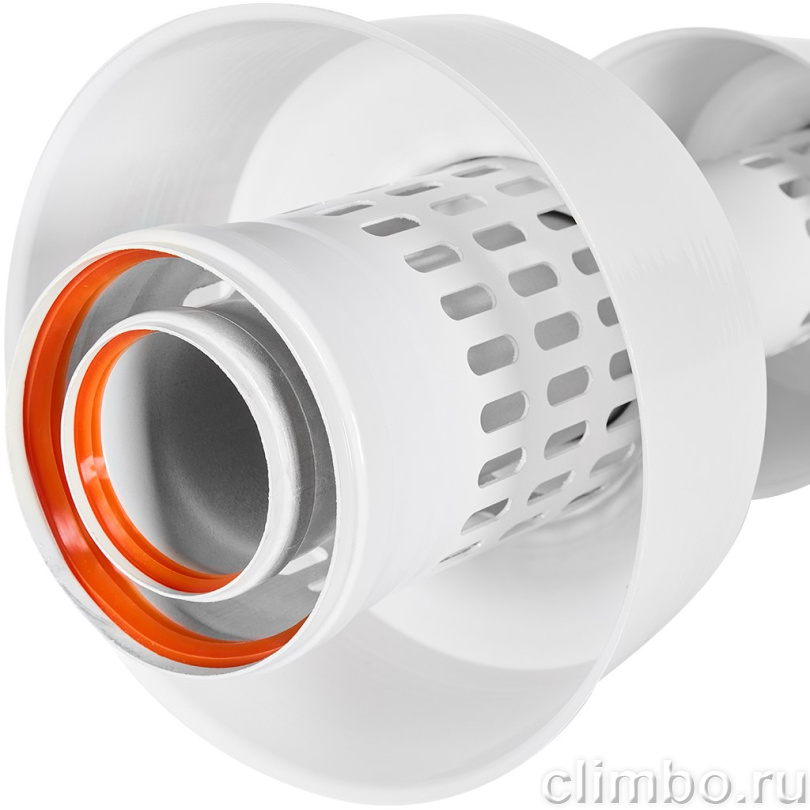 Оголовок ROMMER с ветрозащитой вертикальный D 80/125 БЕЛЫЙ — фото, детали конструкции