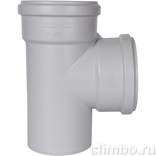 Тройник канализационный бесшумный STOUT D110x110/ 87,5° — фото, детали конструкции