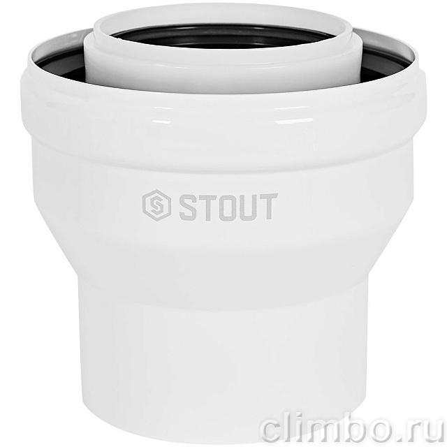 STOUT SCR-8012-000001 STOUT Адаптер соединительный конденсац. переход с D60(п)/100(п) на D80(м)/125(м) — фото, детали конструкции