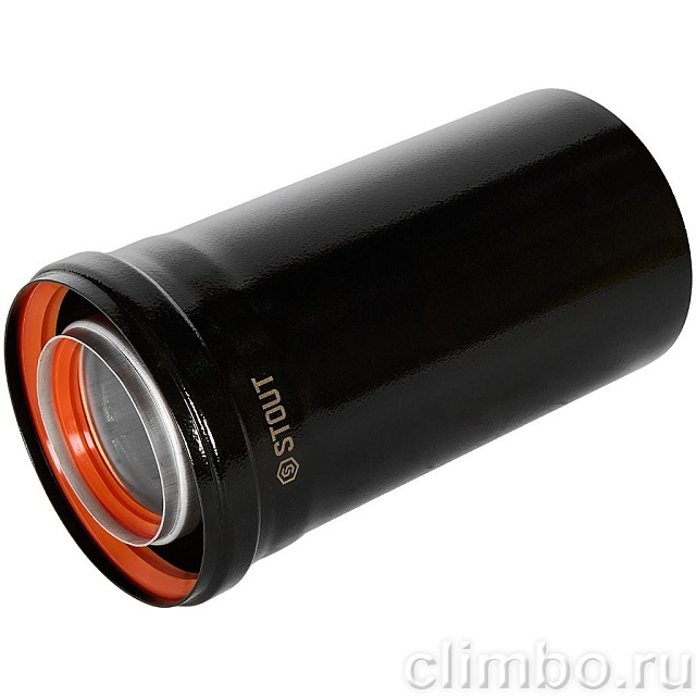 STOUT SCR-8125-600250 STOUT Удлинитель дымохода традиц. коакс. D80(п-м)/125(п-м), L250, ЧЕРНЫЙ — фото, детали конструкции