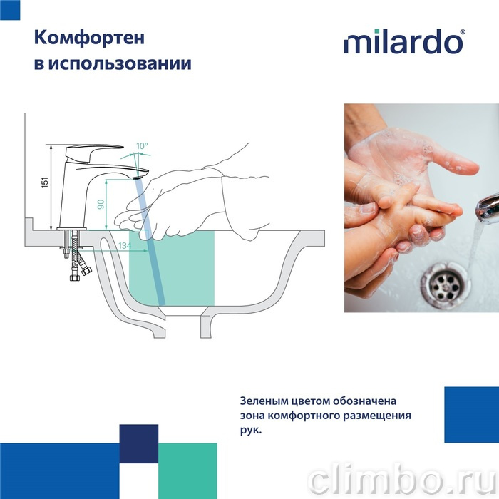 Смеситель для умывальника, черный матовый, Rora, Milardo, RORBL00M01 — фото товара