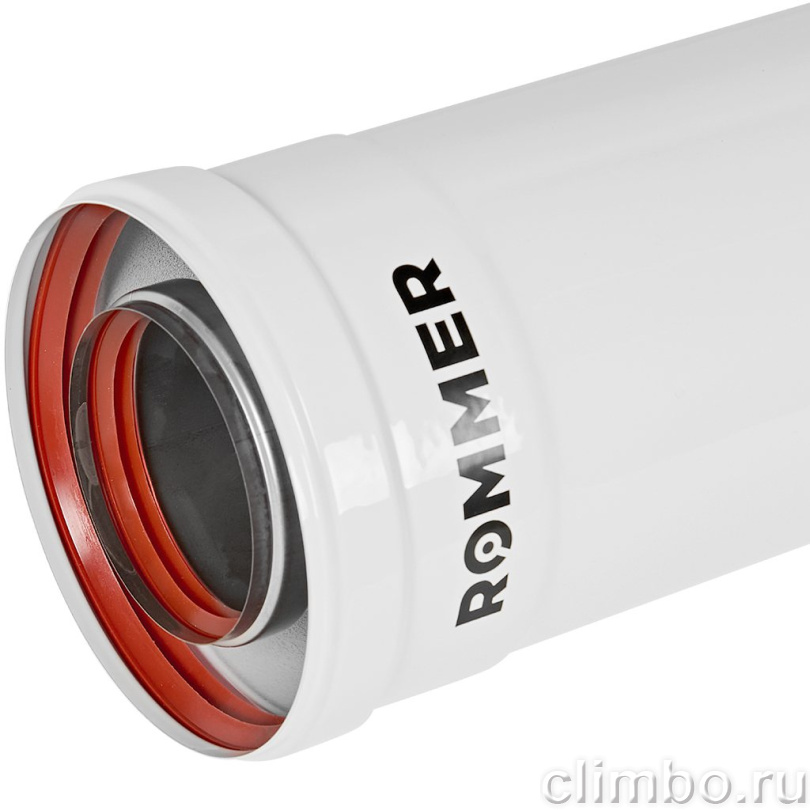 Удлинитель дымохода ROMMER INOX Line традиционный коаксиальный D60/100, L 1000мм — фото, детали конструкции