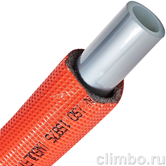Труба STOUT 25х3,5 (бухта 50 метров) PEX-a из сшитого полиэтилена с кислородным слоем, серая в теплоизоляции (красная) — фото, детали конструкции