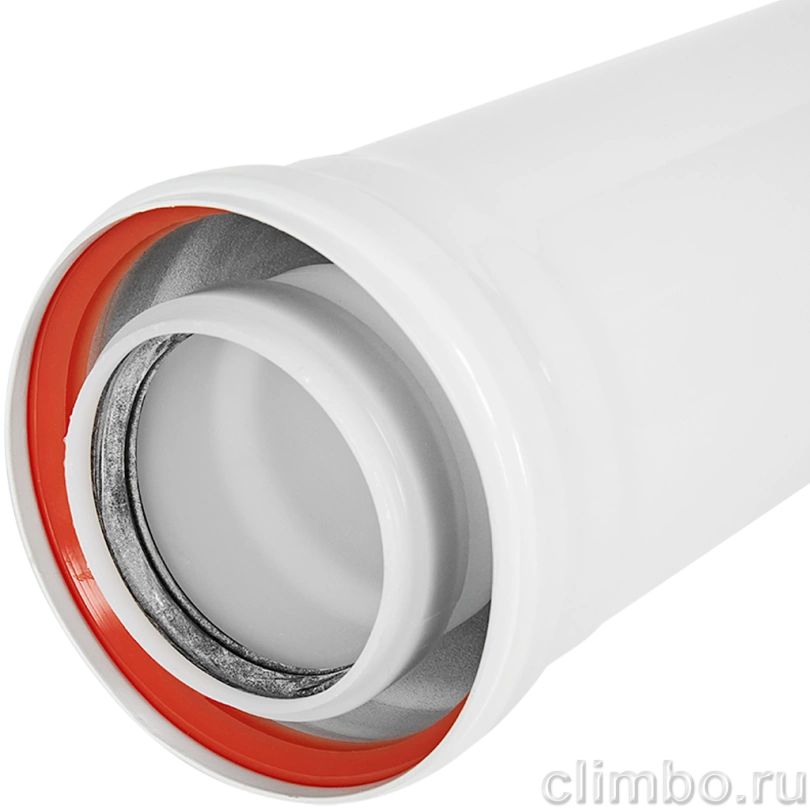Удлинитель дымохода конденсационный коаксиальный ROMMER D80(п-м)/125(м-п), L1000 — фото, детали конструкции
