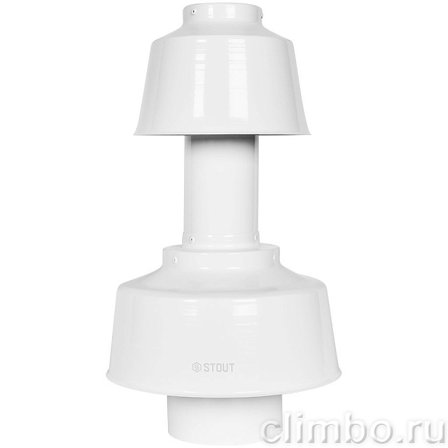 STOUT Оголовок вертикальный с ветрозащитой конденсац. коакс. D80(п)/125(п) БЕЛЫЙ широкий — фото, детали конструкции