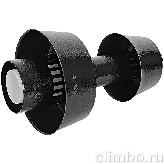 STOUT Оголовок вертикальный с ветрозащитой конденсац. коакс. D80(п)/125(п) ЧЕРНЫЙ широкий — фото, детали конструкции