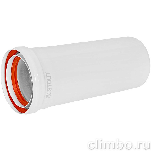STOUT Удлинитель дымохода утепленный традиц. D80(п-м), L250 (воздуховод до 105 градусов) — фото, детали конструкции