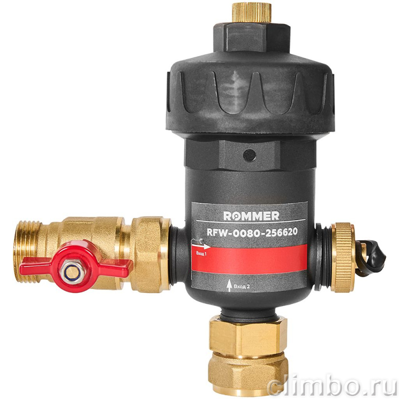 Магнитный сепаратор шлама ROMMER для настенных котлов НР 3/4 x НГ 3/4 корпус- композит — фото, детали конструкции