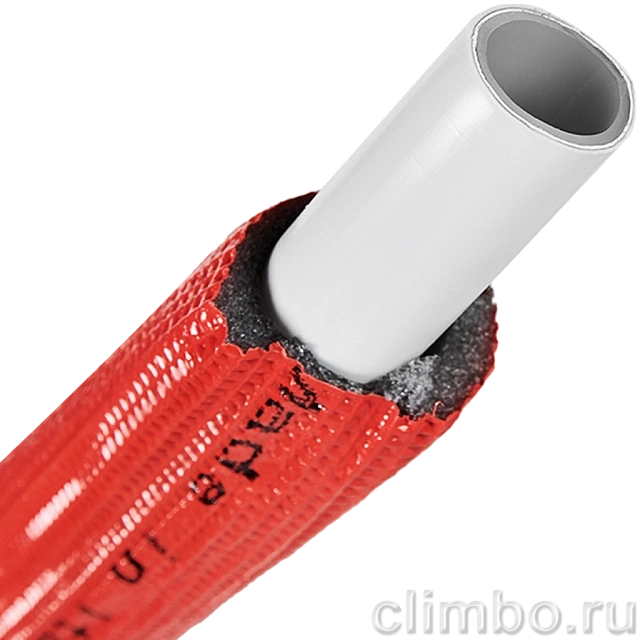 Труба металлопластиковая STOUT в теплоизоляции 20х2,0 (бухта 100 м) (красная) — фото, детали конструкции