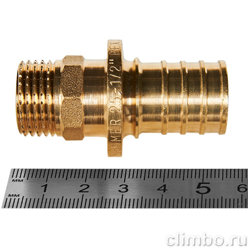 Переходник с наружной резьбой ROMMER 25xG 1/2 для труб из сшитого полиэтилена аксиальный — фото, детали конструкции