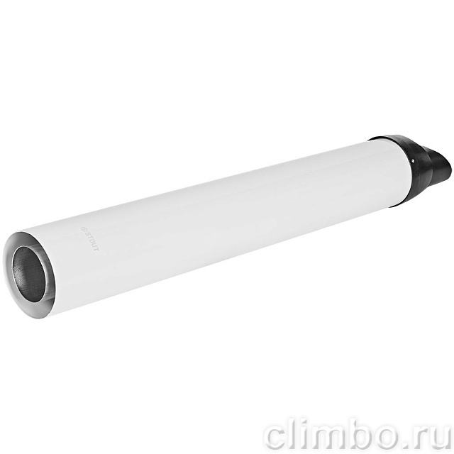 STOUT Горизонтальный проход через стену с наконечником традиц. коакс. D80(п)/125(п), L750 (без декоративных накладок, рабочая длина 680мм) — фото, детали конструкции