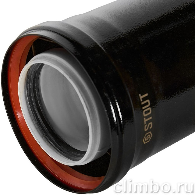 STOUT Удлинитель дымохода конденсац. коакс. D80(п-м)/125(п-м), L250, ЧЕРНЫЙ — фото, детали конструкции