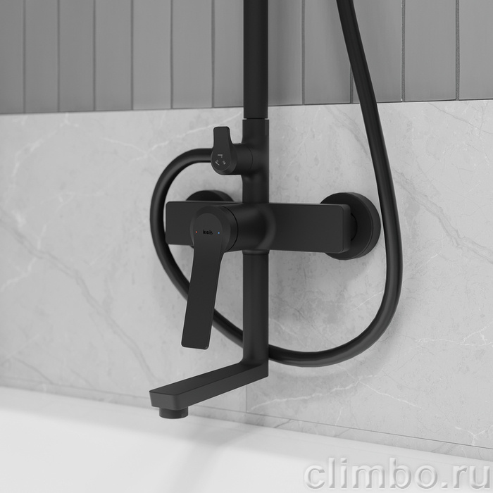 Душевая система с тропическим душем и изливом, матовый черный, Паркер (Parker), IDDIS, PARBL3Fi06 — фото, детали конструкции