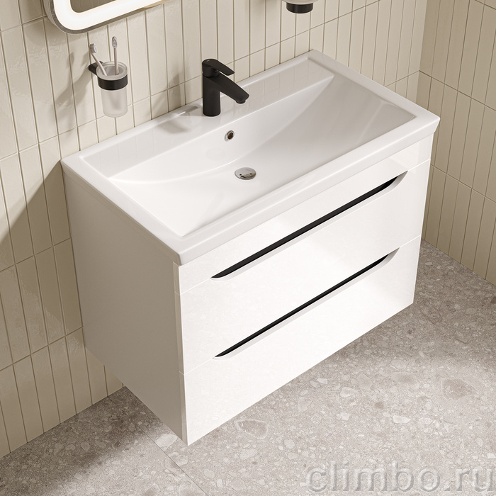 Тумба с умывальником, подвесная, 80 см, белый, Рэй (Ray), IDDIS, RAY80W0i95K подходит умыв. 4078000i28 — фото, детали конструкции