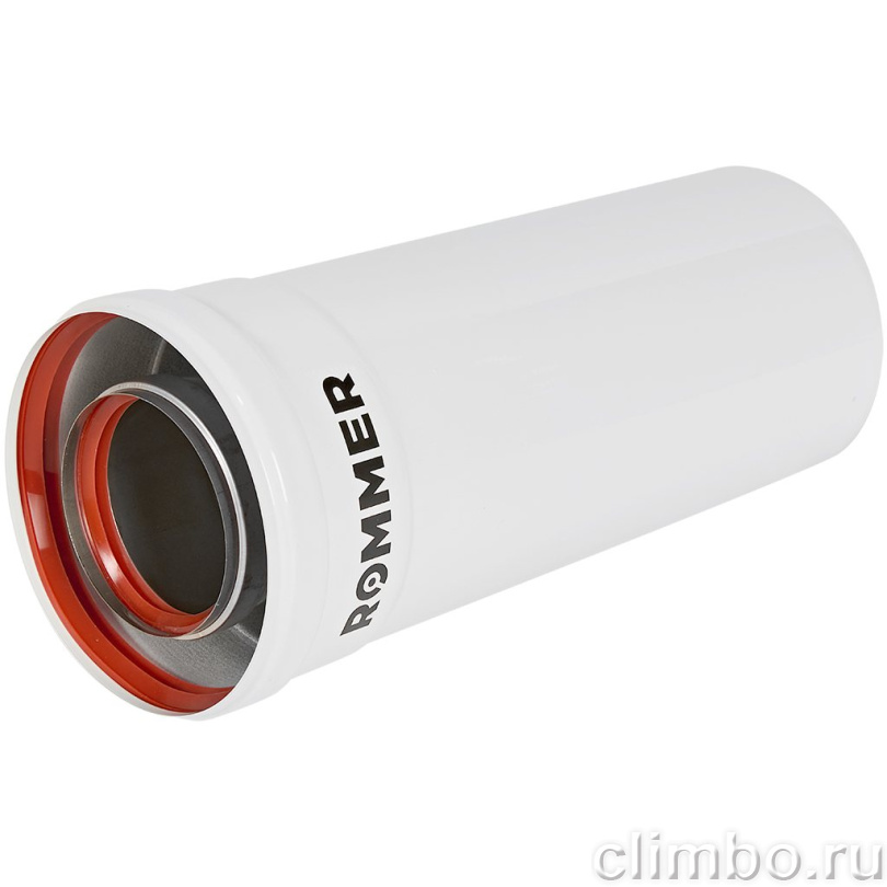 Удлинитель дымохода ROMMER INOX Line традиционный коаксиальный D60/100, L 250мм — фото, детали конструкции