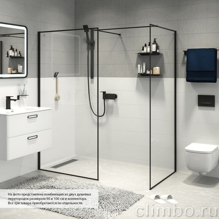 Душевая перегородка Walk In, черный 80x195, Slide, IDDIS, SLI8BS8i23 — фото товара