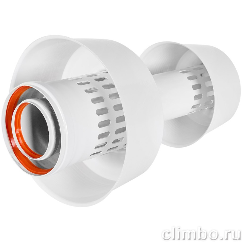Оголовок ROMMER с ветрозащитой вертикальный D 80/125 БЕЛЫЙ — фото, детали конструкции