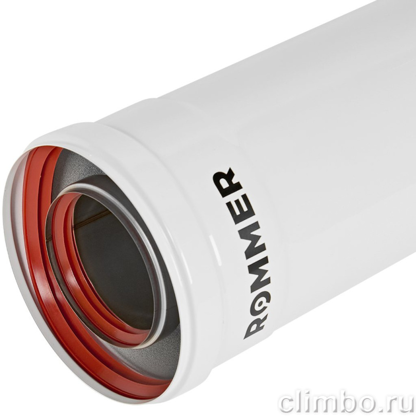 Удлинитель дымохода ROMMER INOX Line традиционный коаксиальный D60/100, L 500мм — фото, детали конструкции